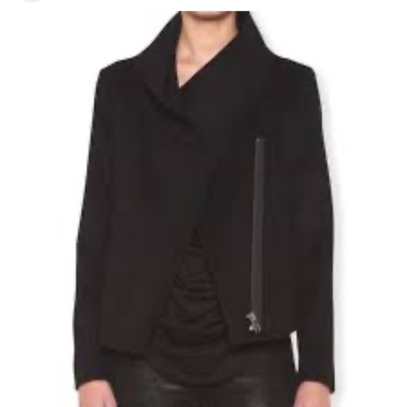 Helmet Lang Side Zip Virgin Wool Jacket Coat Small Black Moto Biker Cropped - Picture 1 of 10